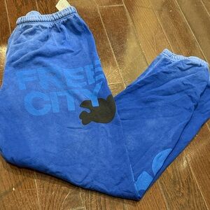 Brand new freecity LETS GO Blue Sweatpants